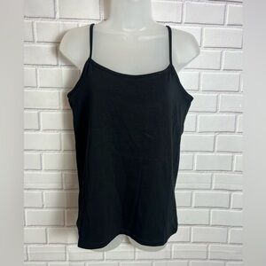 Charter Club Scoop Neck Built in Shelf Bra Camisole Tank Top Black/size S